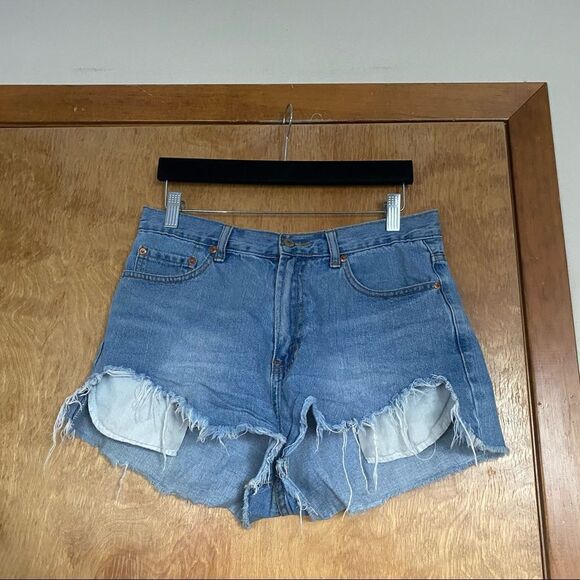 Love Culture Blue Perfectly Oversized Distressed Denim Jean Shorts for Summer - Picture 1 of 5
